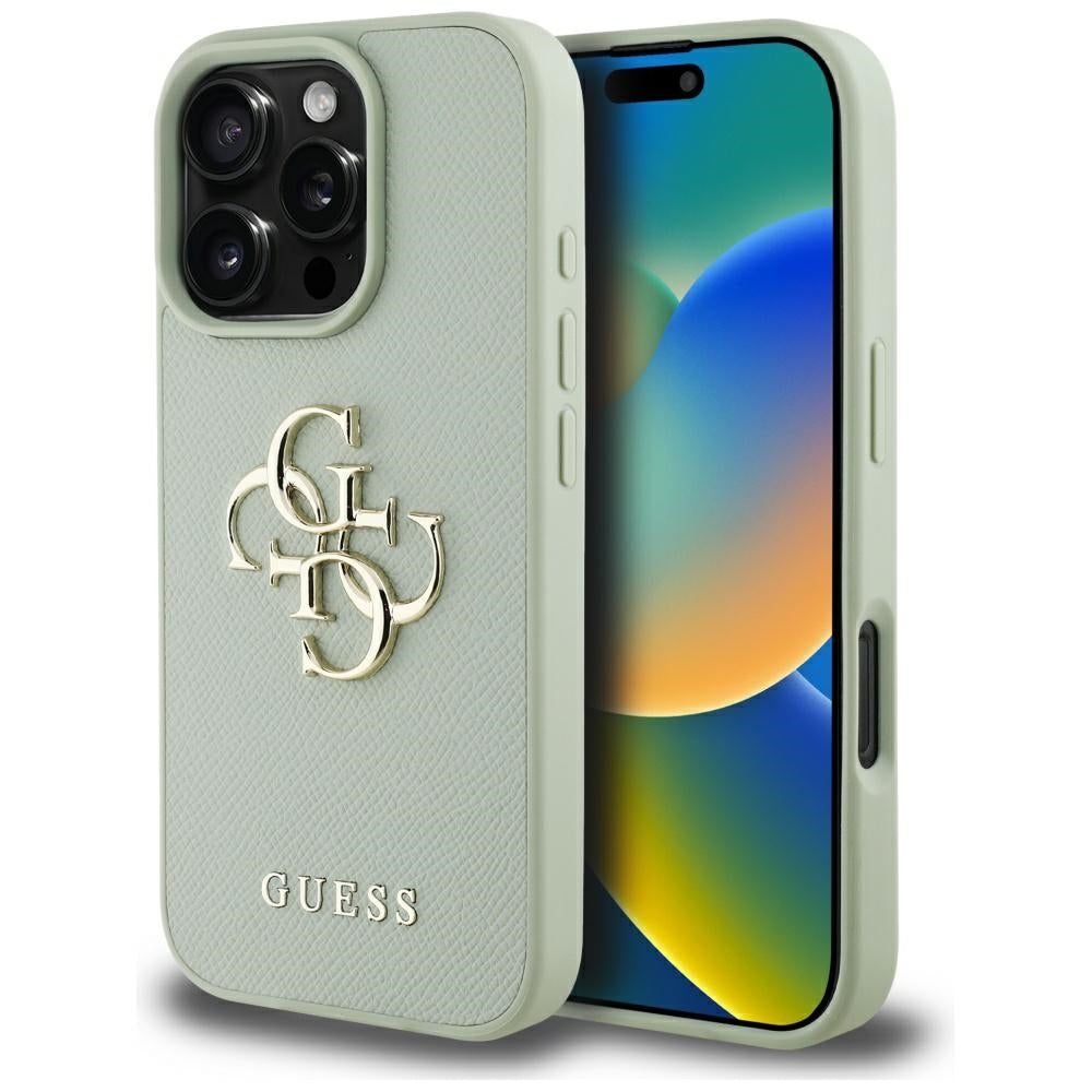 Θήκη για Apple iPhone 16 Pro, Guess, Grained Big 4G Logo Small Classic Logo, Πράσινο