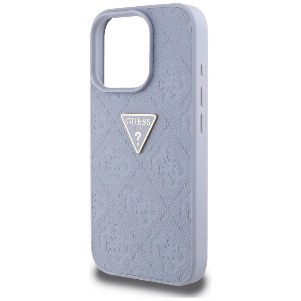 Case for Apple iPhone 16 Pro, Guess, Hot Stamp 4G Pattern Triangle Logo, Light Purple