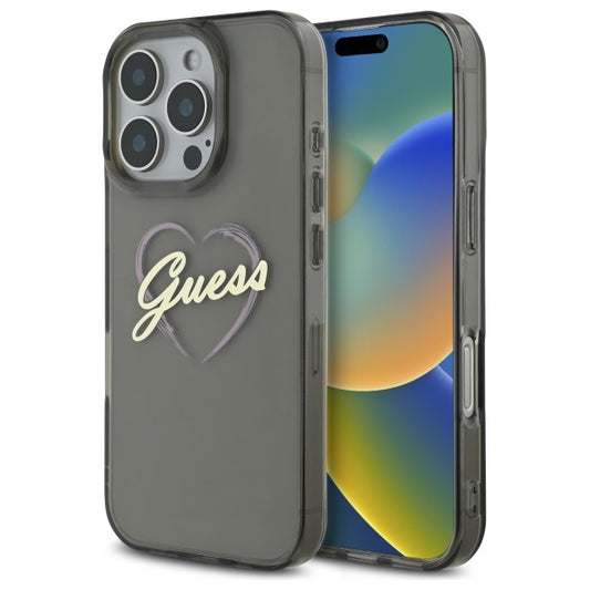 Θήκη για Apple iPhone 16 Pro, Guess, IML Heart, Μαύρη