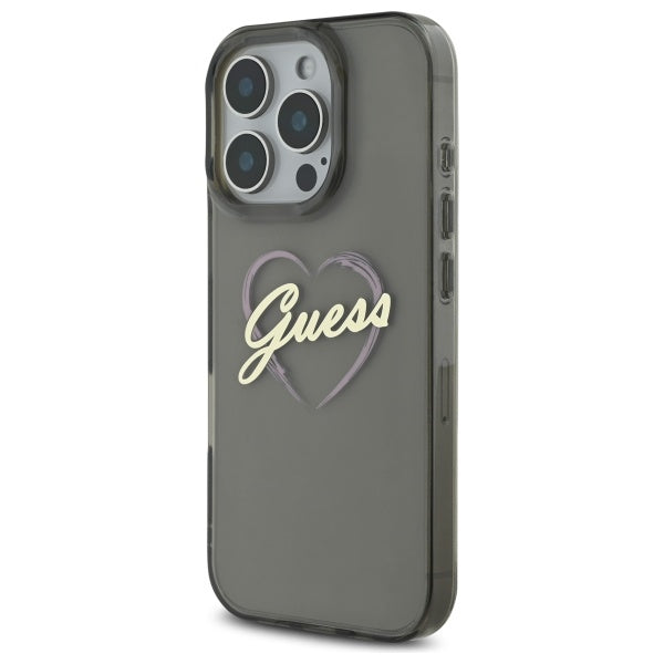 Θήκη για Apple iPhone 16 Pro, Guess, IML Heart, Μαύρη