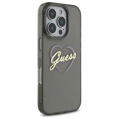Θήκη για Apple iPhone 16 Pro, Guess, IML Heart, Μαύρη