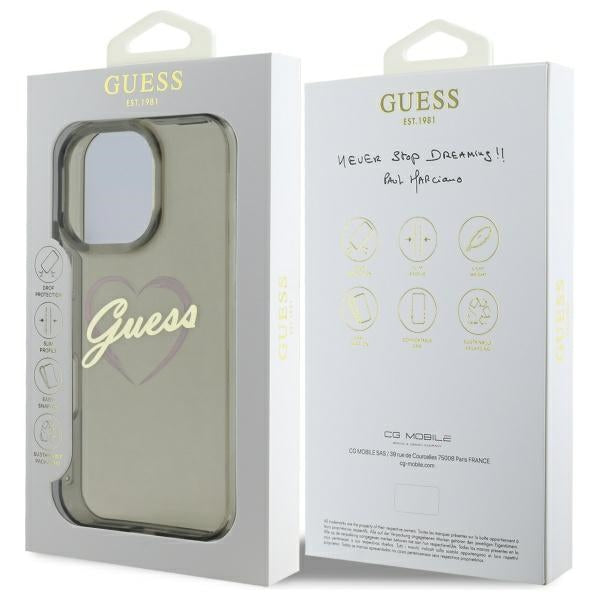Θήκη για Apple iPhone 16 Pro, Guess, IML Heart, Μαύρη