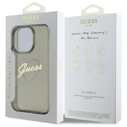Θήκη για Apple iPhone 16 Pro, Guess, IML Heart, Μαύρη