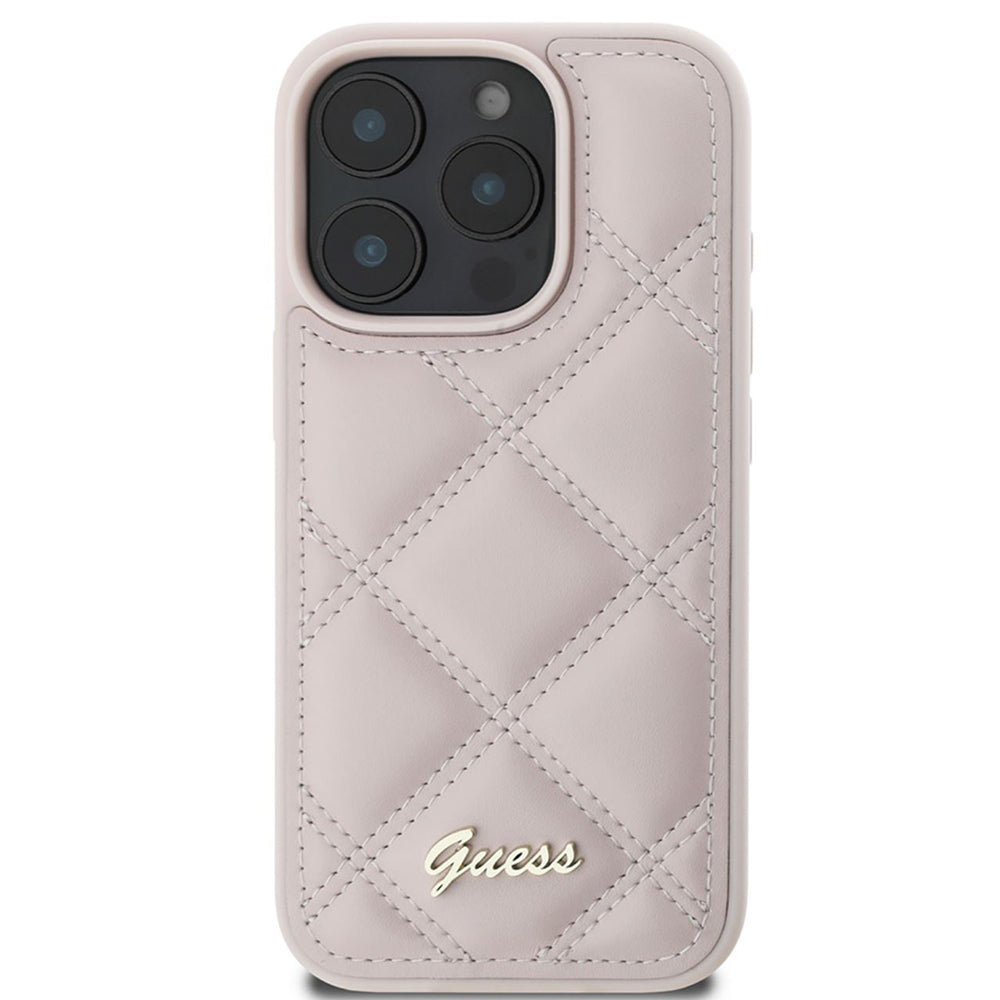 Θήκη για Apple iPhone 16 Pro, Guess, Quilted Metal Logo, Ροζ