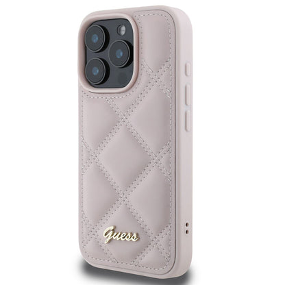 Θήκη για Apple iPhone 16 Pro, Guess, Quilted Metal Logo, Ροζ