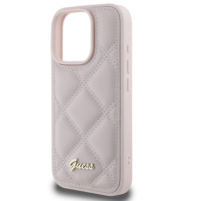 Θήκη για Apple iPhone 16 Pro, Guess, Quilted Metal Logo, Ροζ