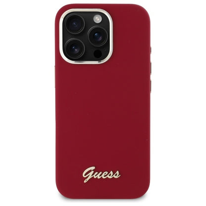 Θήκη για Apple iPhone 16 Pro, Guess, Script Metal Logo, Ροζ