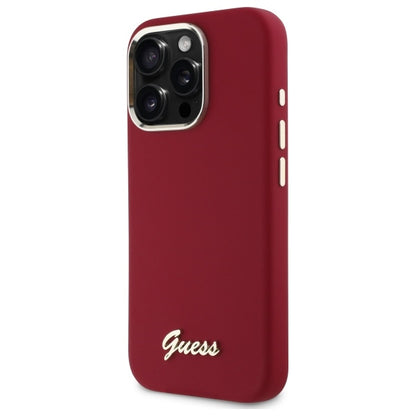 Θήκη για Apple iPhone 16 Pro, Guess, Script Metal Logo, Ροζ