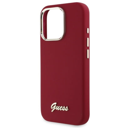 Θήκη για Apple iPhone 16 Pro, Guess, Script Metal Logo, Ροζ