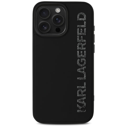Θήκη για Apple iPhone 16 Pro, Karl Lagerfeld, 3D Rubber Elongated Glitter Logo, Μαύρη