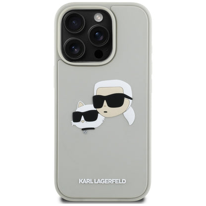 Case for Apple iPhone 16 Pro, Karl Lagerfeld, 3D Rubber Karl & Choupette, Beige