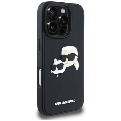 Case for Apple iPhone 16 Pro, Karl Lagerfeld, 3D Rubber Karl & Choupette, Black