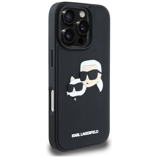 Θήκη για Apple iPhone 16 Pro, Karl Lagerfeld, 3D Rubber Karl & Choupette, Μαύρη
