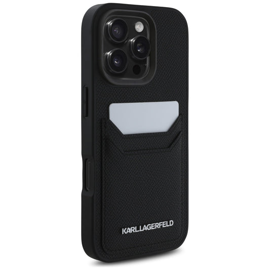 Θήκη για Apple iPhone 16 Pro, Karl Lagerfeld, Grained Cardslots, Μαύρη