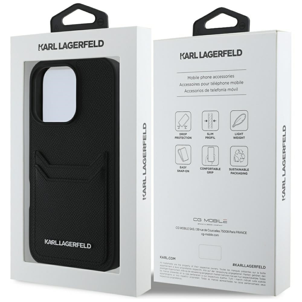Θήκη για Apple iPhone 16 Pro, Karl Lagerfeld, Grained Cardslots, Μαύρη