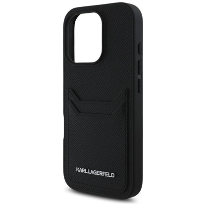 Θήκη για Apple iPhone 16 Pro, Karl Lagerfeld, Grained Cardslots, Μαύρη