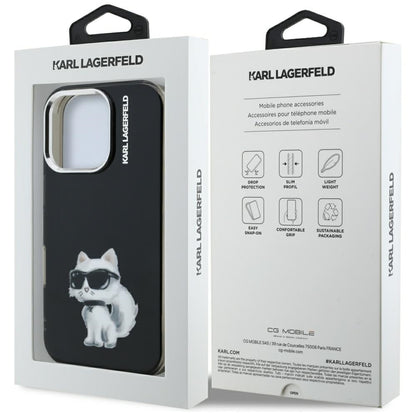Case for Apple iPhone 16 Pro, Karl Lagerfeld, IML Aquarelle Logo Choupette, Black