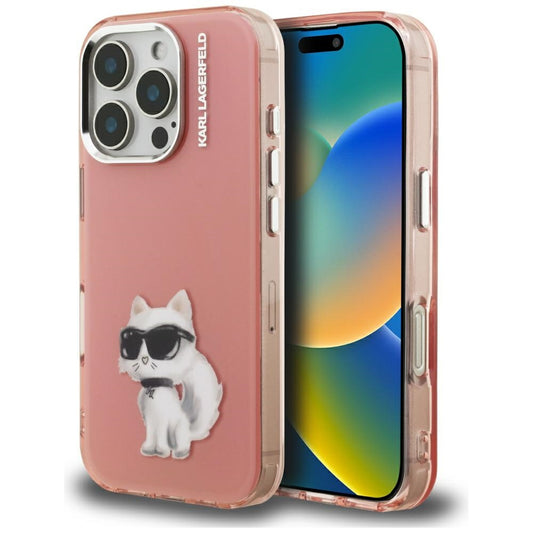 Θήκη για Apple iPhone 16 Pro, Karl Lagerfeld, IML Aquarelle Logo Choupette, Ροζ