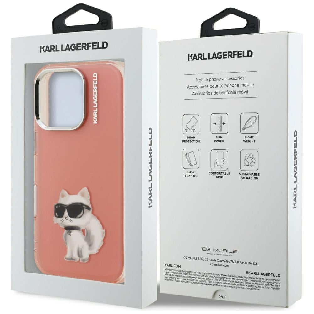 Θήκη για Apple iPhone 16 Pro, Karl Lagerfeld, IML Aquarelle Logo Choupette, Ροζ
