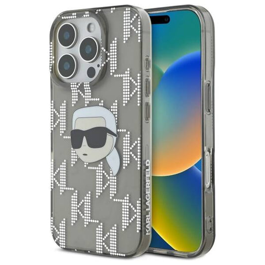 Θήκη για Apple iPhone 16 Pro, Karl Lagerfeld, IML Luxury Electroplated Karl's Head, Μαύρη