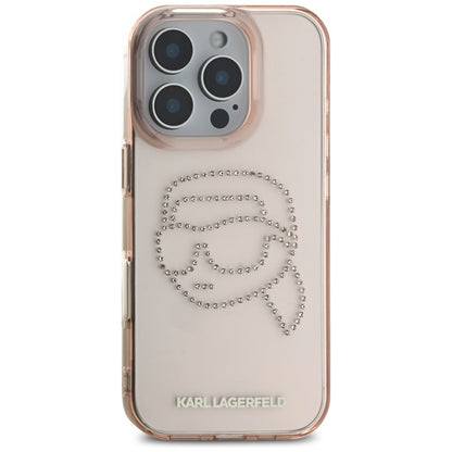 Θήκη για Apple iPhone 16 Pro, Karl Lagerfeld, IML Rhinestones Karl's Head, Ροζ