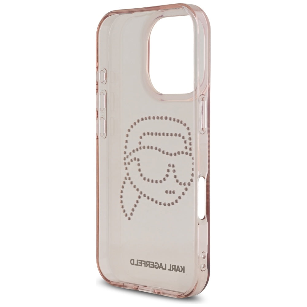 Θήκη για Apple iPhone 16 Pro, Karl Lagerfeld, IML Rhinestones Karl's Head, Ροζ