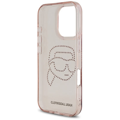 Θήκη για Apple iPhone 16 Pro, Karl Lagerfeld, IML Rhinestones Karl's Head, Ροζ