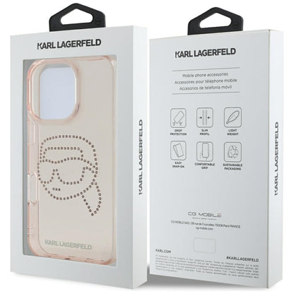 Θήκη για Apple iPhone 16 Pro, Karl Lagerfeld, IML Rhinestones Karl's Head, Ροζ