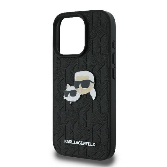 Θήκη για Apple iPhone 16 Pro, Karl Lagerfeld, Monogram Karl & Choupette's Heads, Μαύρη