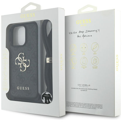 Θήκη για Apple iPhone 16 Pro Max, Guess, 4G CBDY Big Logo with Cord Strap, Μαύρη