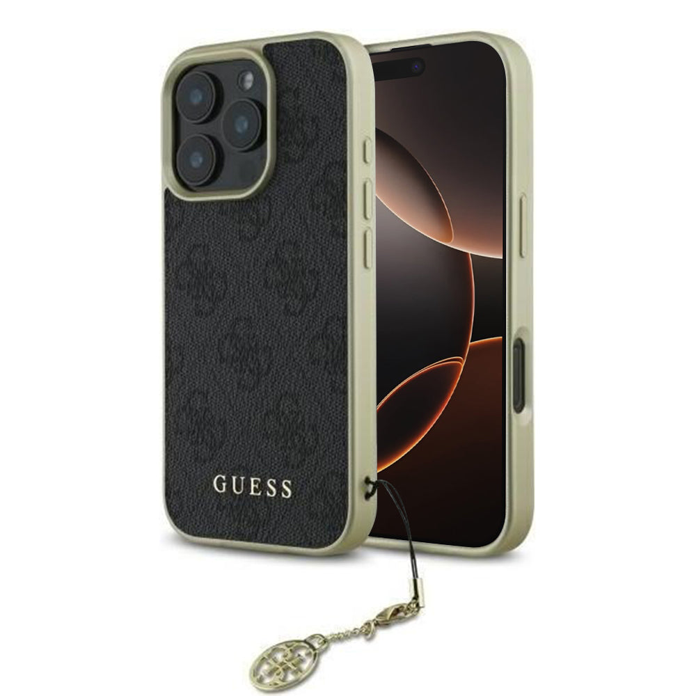 Θήκη για Apple iPhone 16 Pro Max, Guess, 4G Charm, Μαύρη