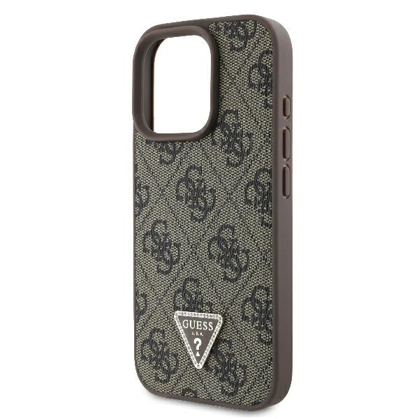 Θήκη για Apple iPhone 16 Pro Max, Guess, Crossbody 4G Triangle Strass, Καφέ