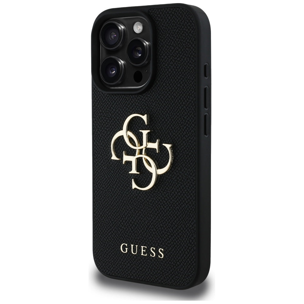 Θήκη για Apple iPhone 16 Pro Max, Guess, Grained Big 4G Logo Small Classic Logo, Μαύρη