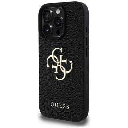 Θήκη για Apple iPhone 16 Pro Max, Guess, Grained Big 4G Logo Small Classic Logo, Μαύρη