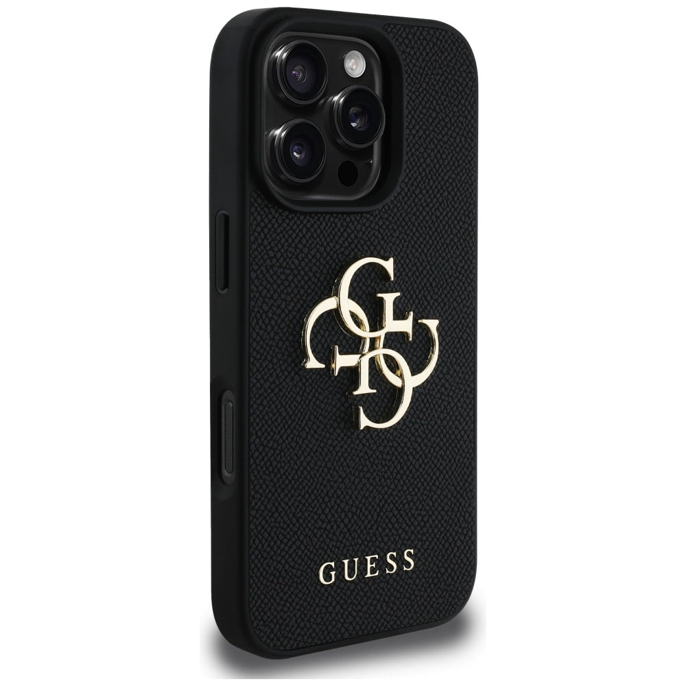 Θήκη για Apple iPhone 16 Pro Max, Guess, Grained Big 4G Logo Small Classic Logo, Μαύρη