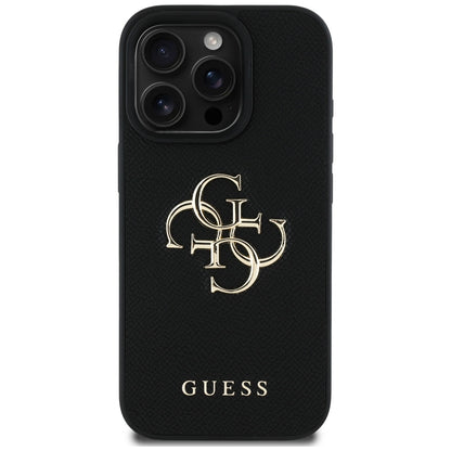 Θήκη για Apple iPhone 16 Pro Max, Guess, Grained Big 4G Logo Small Classic Logo, Μαύρη