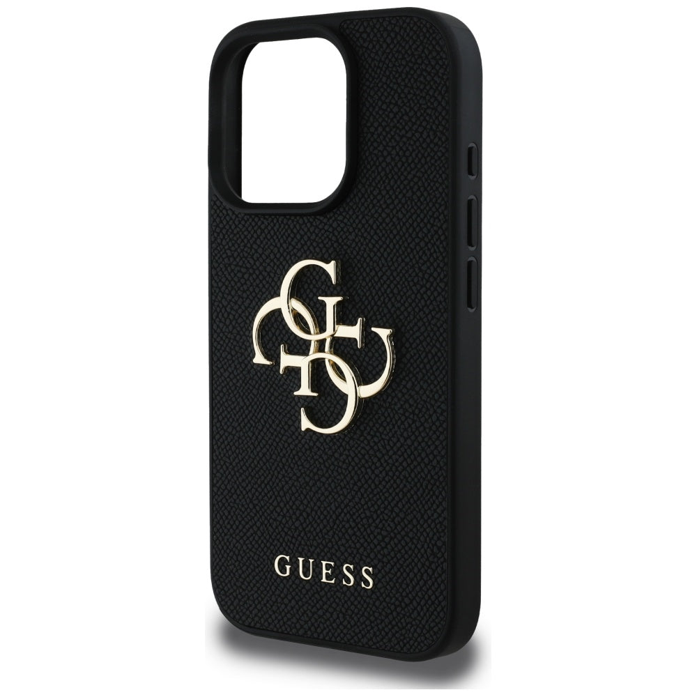 Θήκη για Apple iPhone 16 Pro Max, Guess, Grained Big 4G Logo Small Classic Logo, Μαύρη