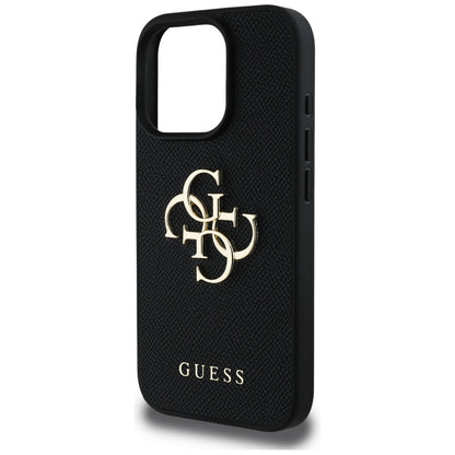 Θήκη για Apple iPhone 16 Pro Max, Guess, Grained Big 4G Logo Small Classic Logo, Μαύρη