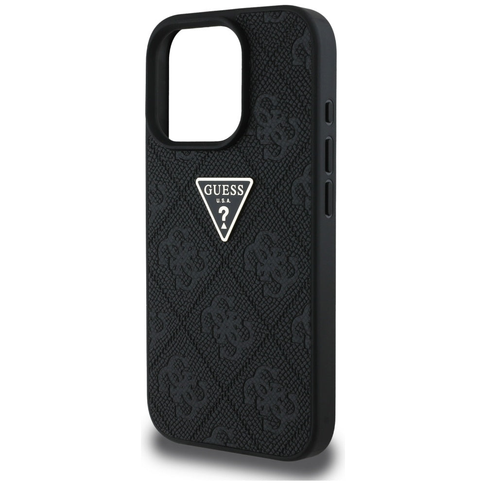 Θήκη για Apple iPhone 16 Pro Max, Guess, Hot Stamp 4G Pattern Triangle Logo, Μαύρη