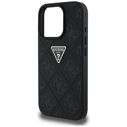Θήκη για Apple iPhone 16 Pro Max, Guess, Hot Stamp 4G Pattern Triangle Logo, Μαύρη