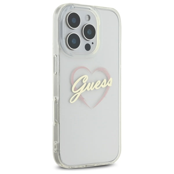 Θήκη για Apple iPhone 16 Pro Max, Guess, IML Heart, Διάφανη
