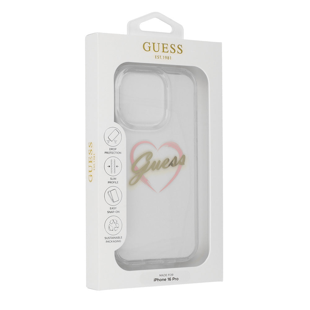 Θήκη για Apple iPhone 16 Pro Max, Guess, IML Heart, Διάφανη