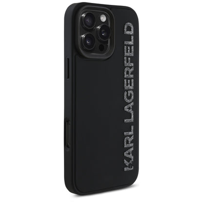 Θήκη για Apple iPhone 16 Pro Max, Karl Lagerfeld, 3D Rubber Elongated Glitter Logo, Μαύρη