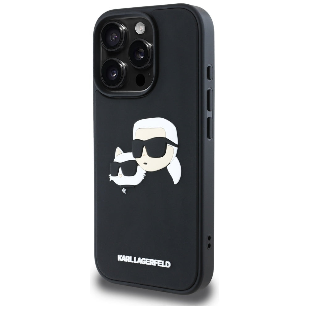 Θήκη για Apple iPhone 16 Pro Max, Karl Lagerfeld, 3D Rubber Karl & Choupette, Μαύρη