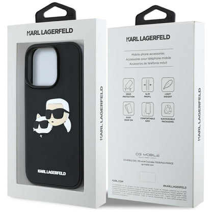 Θήκη για Apple iPhone 16 Pro Max, Karl Lagerfeld, 3D Rubber Karl & Choupette, Μαύρη