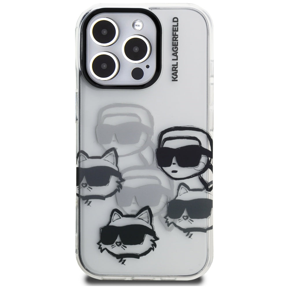 Case for Apple iPhone 16 Pro Max, Karl Lagerfeld, IML Luxury Multi Head Pattern, Transparent