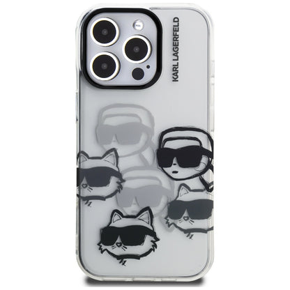 Case for Apple iPhone 16 Pro Max, Karl Lagerfeld, IML Luxury Multi Head Pattern, Transparent