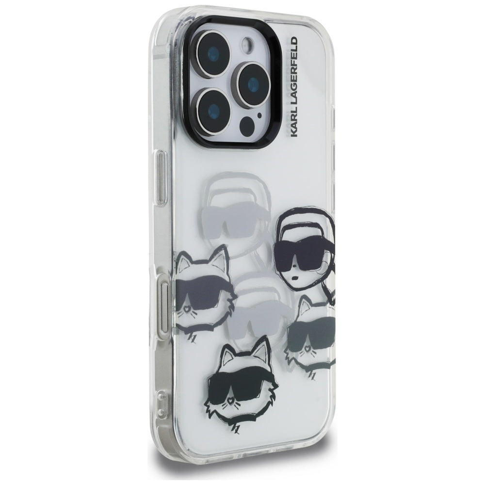 Case for Apple iPhone 16 Pro Max, Karl Lagerfeld, IML Luxury Multi Head Pattern, Transparent
