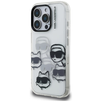 Case for Apple iPhone 16 Pro Max, Karl Lagerfeld, IML Luxury Multi Head Pattern, Transparent