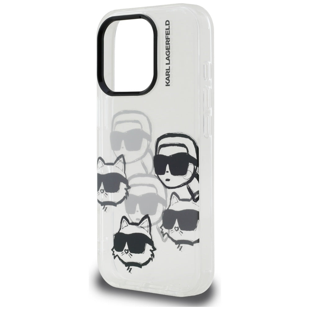 Case for Apple iPhone 16 Pro Max, Karl Lagerfeld, IML Luxury Multi Head Pattern, Transparent